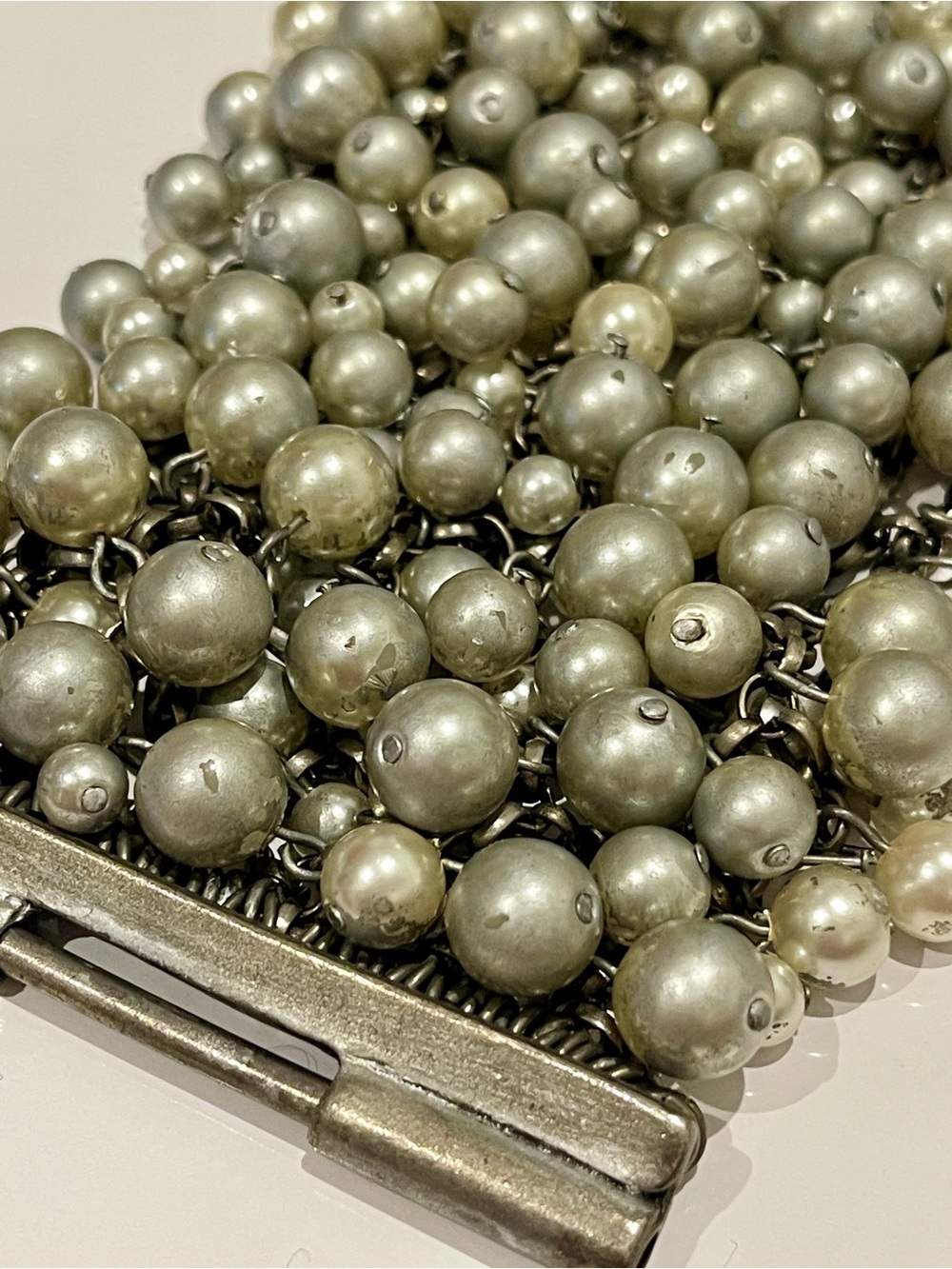 Vintage-Style Silver-Tone Beaded Statement Bracelet
